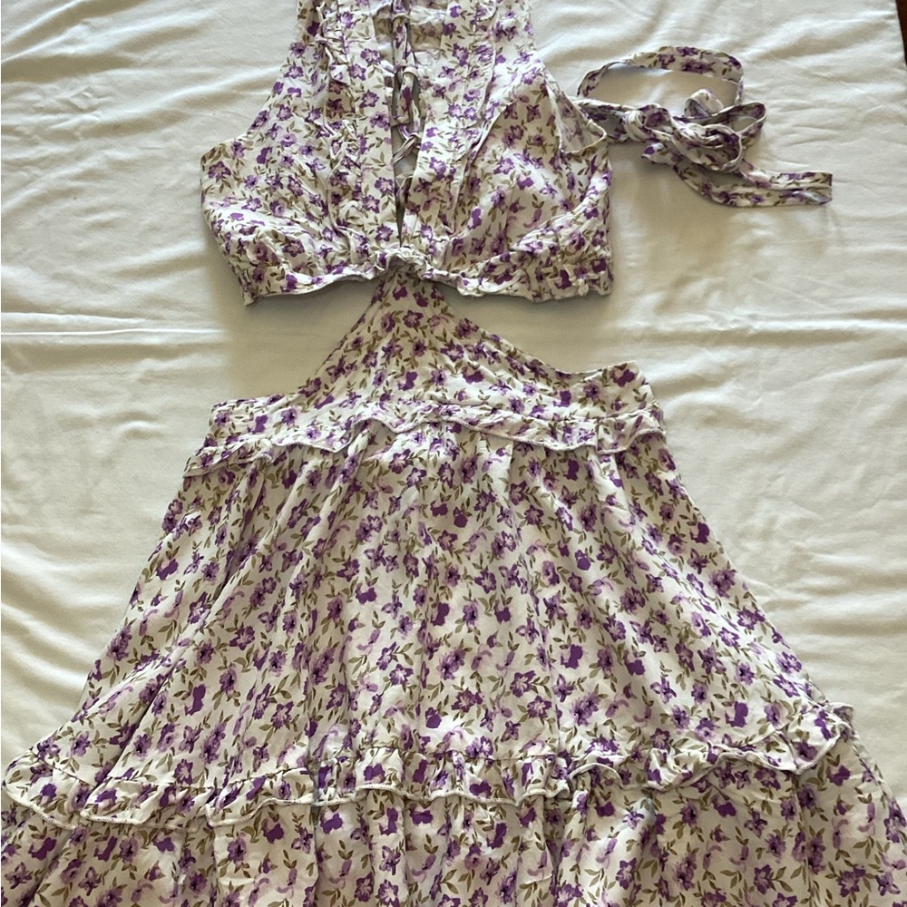 J for Justify Purple Floral Mini Dress open belly